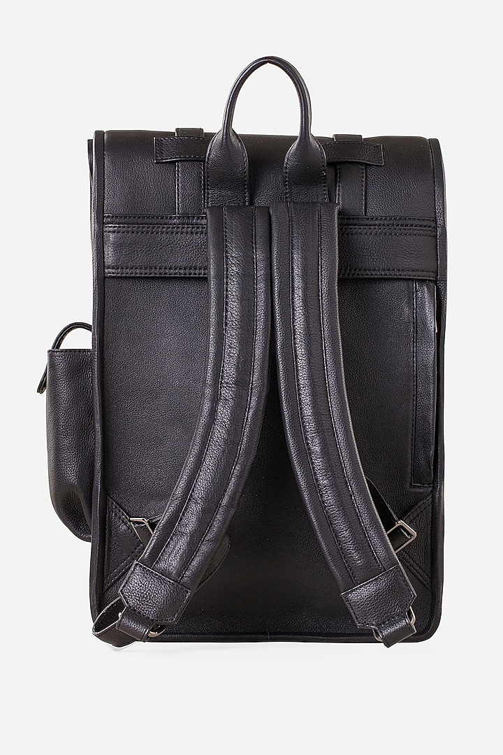 Carbon Black & Mahogany Brown Leather Backpacks (Set of 2) by GARRTEN at Pernia's Pop Up Shop
