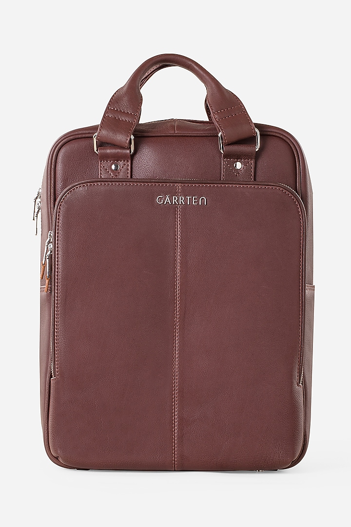 Carbon Black & Mahogany Brown Leather Backpacks (Set of 2) by GARRTEN at Pernia's Pop Up Shop