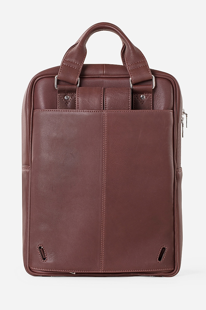 Carbon Black & Mahogany Brown Leather Backpacks (Set of 2) by GARRTEN at Pernia's Pop Up Shop