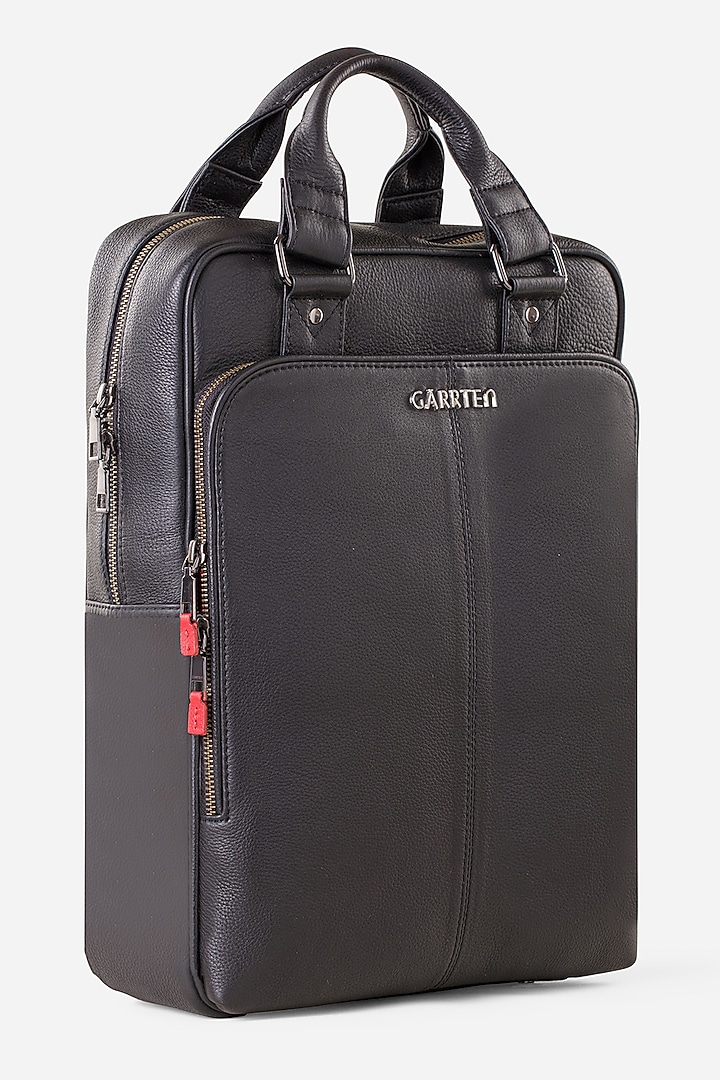 Carbon Black & Carbon Black Leather Backpacks (Set of 2) by GARRTEN at Pernia's Pop Up Shop