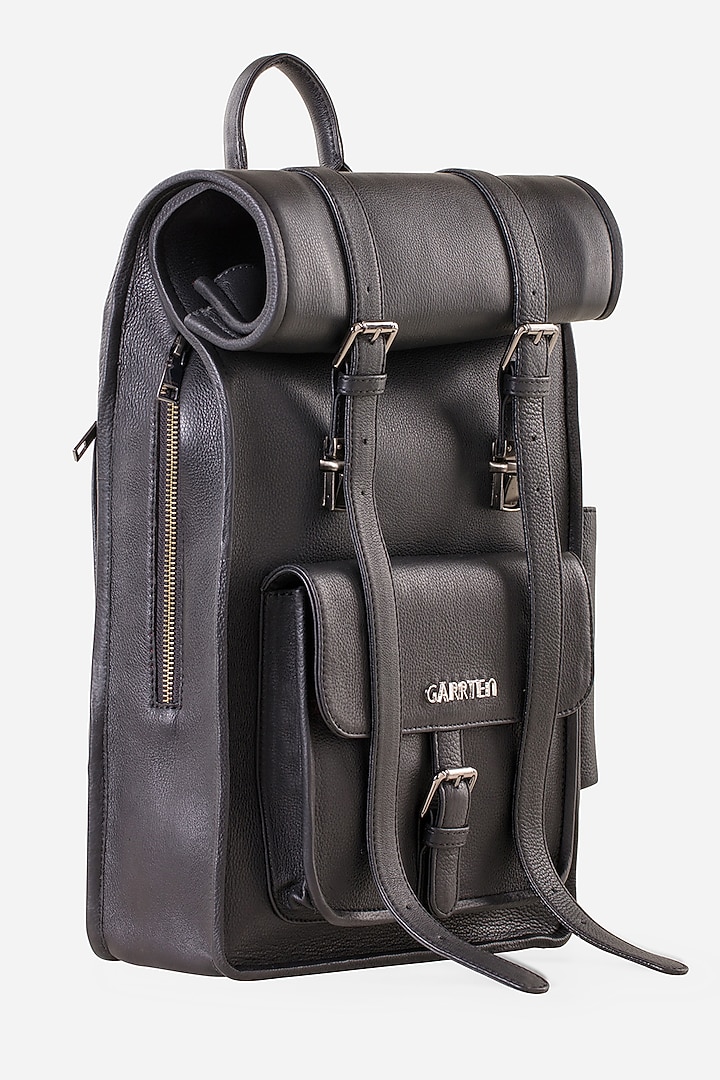 Carbon Black & Carbon Black Leather Backpacks (Set of 2) by GARRTEN at Pernia's Pop Up Shop