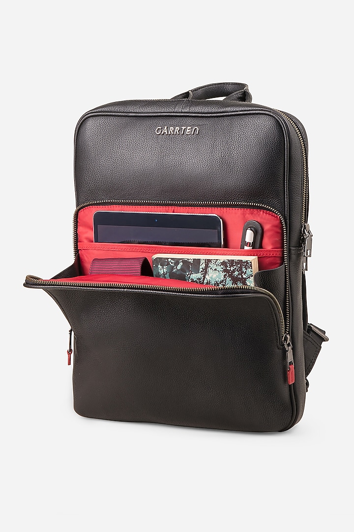 Carbon Black & Racing Green Leather Backpacks (Set of 2) by GARRTEN at Pernia's Pop Up Shop