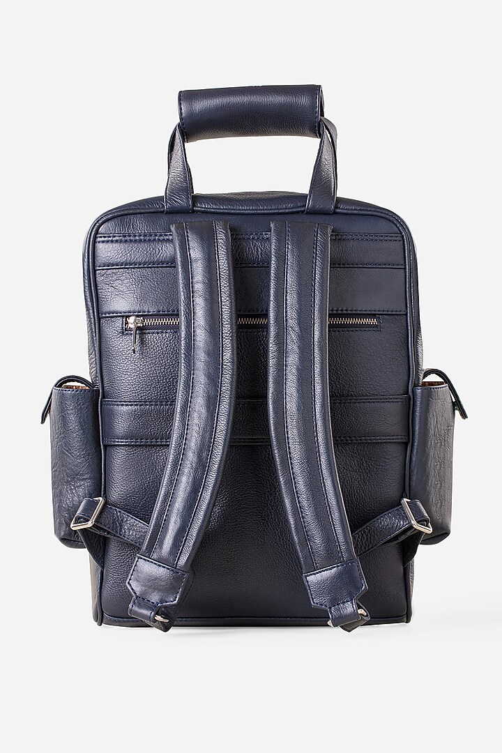Racing Green & Midnight Blue Leather Backpacks (Set of 2) by GARRTEN at Pernia's Pop Up Shop