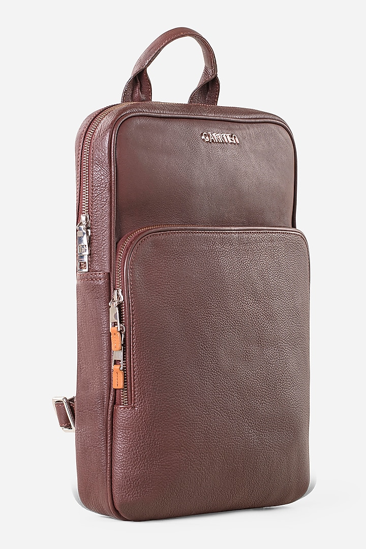 Mahogany Brown & Carbon Black Leather Backpacks (Set of 2) by GARRTEN at Pernia's Pop Up Shop