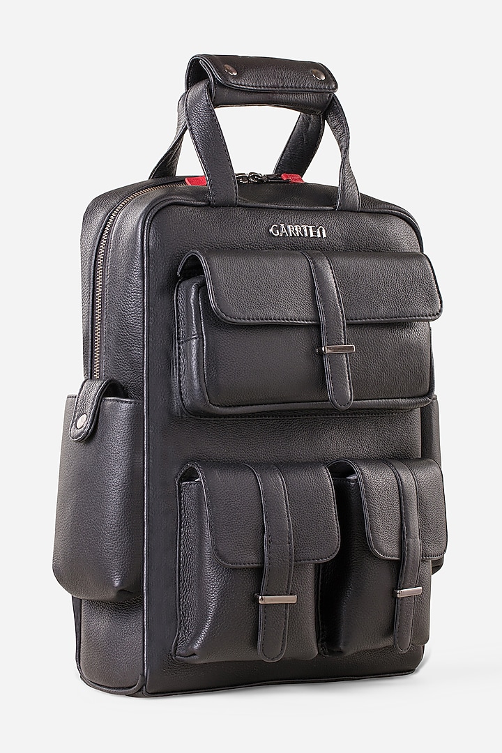 Mahogany Brown & Carbon Black Leather Backpacks (Set of 2) by GARRTEN at Pernia's Pop Up Shop