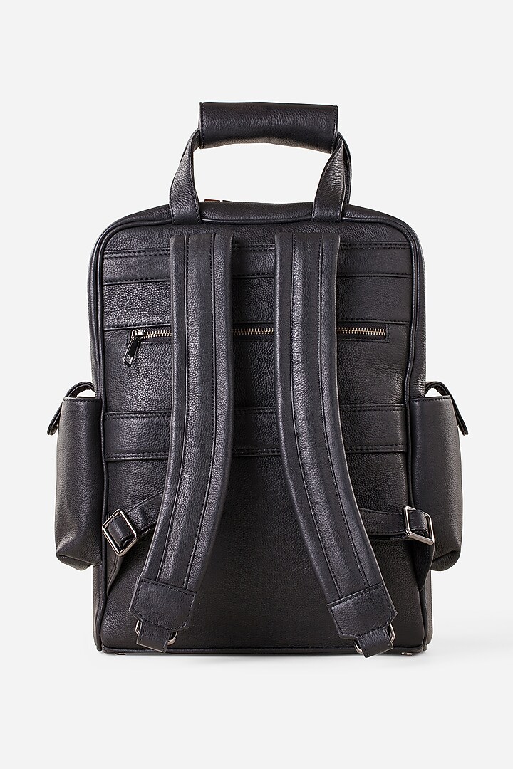 Mahogany Brown & Carbon Black Leather Backpacks (Set of 2) by GARRTEN at Pernia's Pop Up Shop