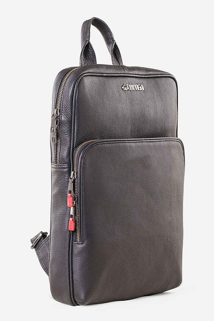 Carbon Black & Carbon Black Leather Backpacks (Set of 2) by GARRTEN at Pernia's Pop Up Shop