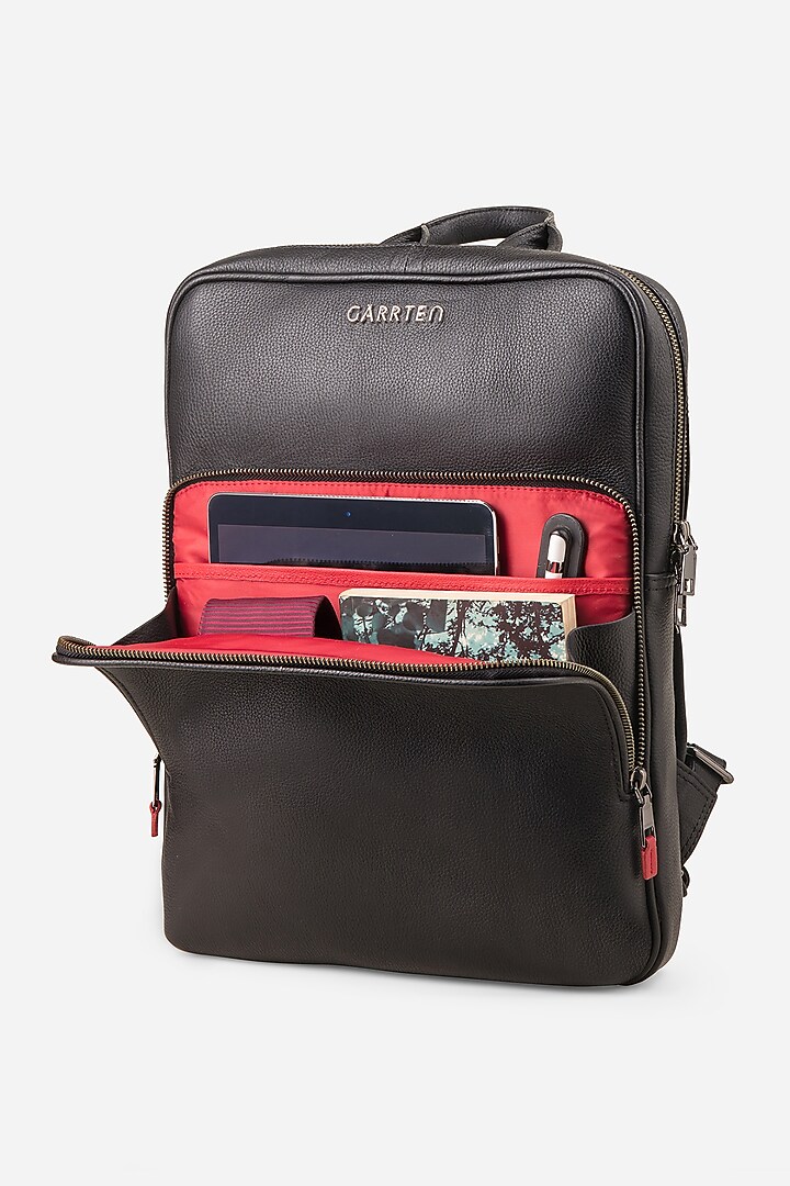 Carbon Black & Carbon Black Leather Backpacks (Set of 2) by GARRTEN at Pernia's Pop Up Shop