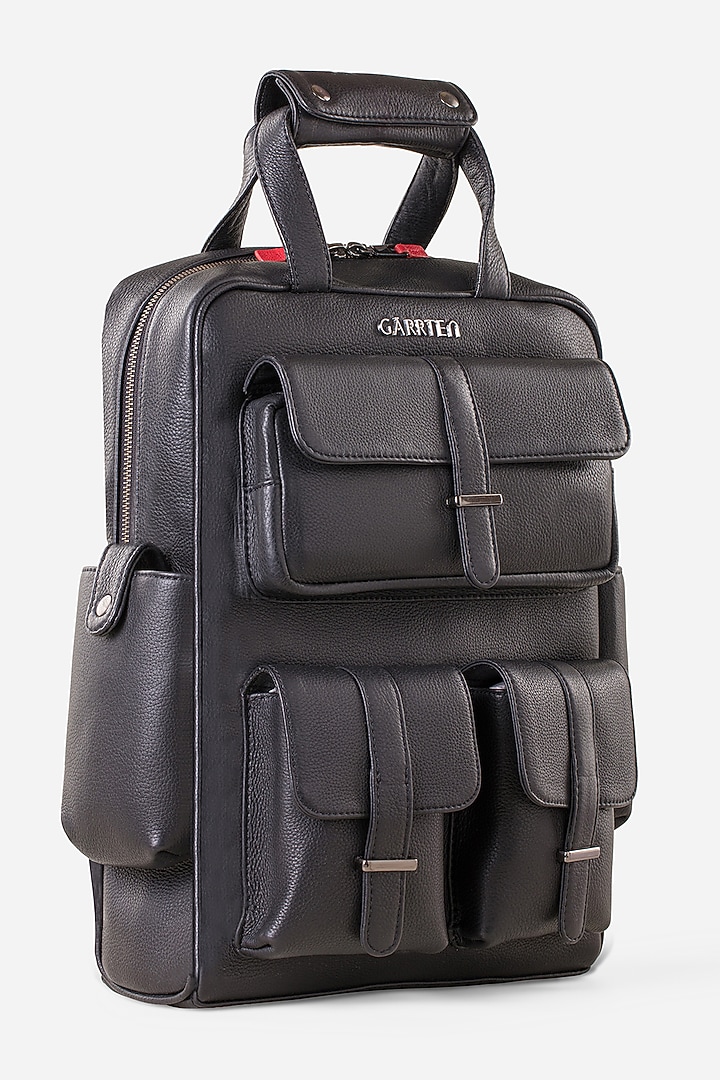 Carbon Black & Carbon Black Leather Backpacks (Set of 2) by GARRTEN at Pernia's Pop Up Shop