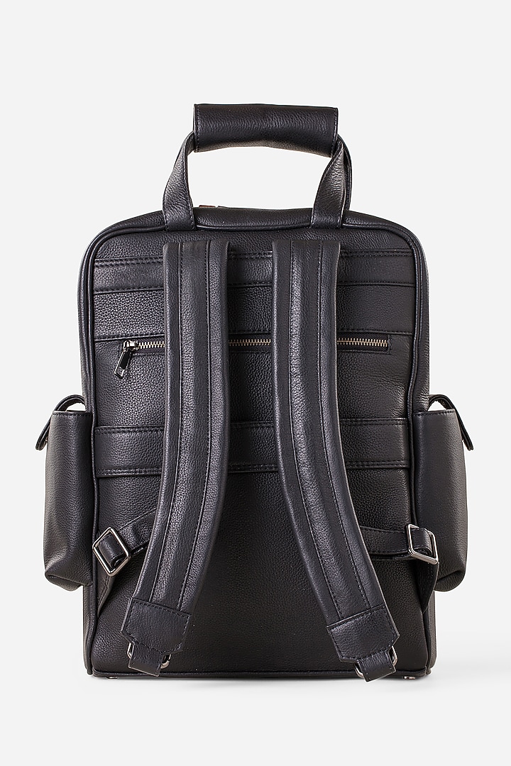Carbon Black & Carbon Black Leather Backpacks (Set of 2) by GARRTEN at Pernia's Pop Up Shop
