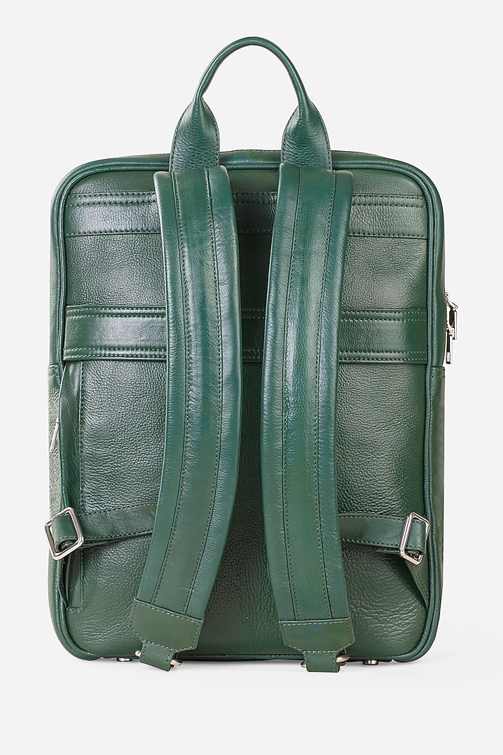 Carbon Black & Racing Green Leather Backpacks (Set of 2) by GARRTEN at Pernia's Pop Up Shop