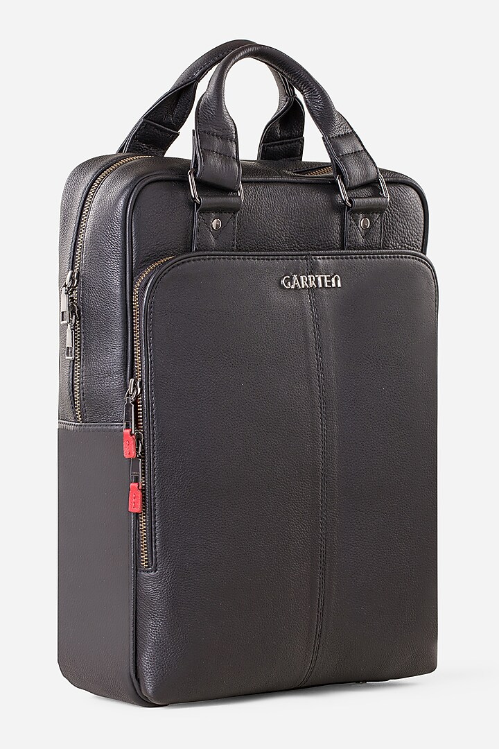 Carbon Black & Racing Green Leather Backpacks (Set of 2) by GARRTEN at Pernia's Pop Up Shop