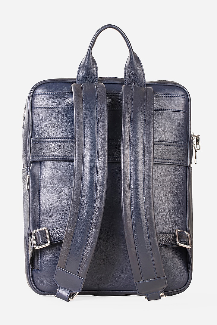 Racing Green & Midnight Blue Leather Backpacks (Set of 2) by GARRTEN at Pernia's Pop Up Shop