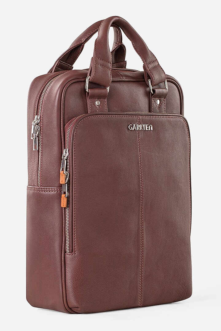 Mahogany Brown & Carbon Black Leather Backpacks (Set of 2) by GARRTEN at Pernia's Pop Up Shop
