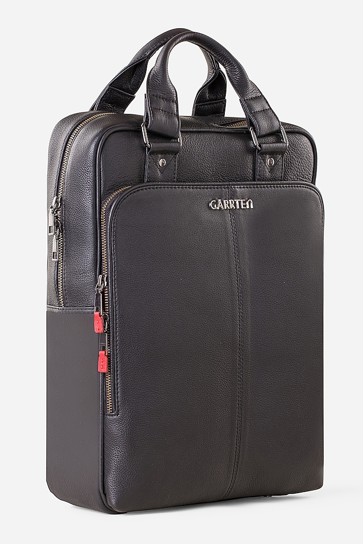Carbon Black & Carbon Black Leather Backpacks (Set of 2) by GARRTEN at Pernia's Pop Up Shop