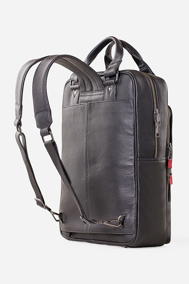 Carbon Black & Carbon Black Leather Backpacks (Set of 2) by GARRTEN at Pernia's Pop Up Shop