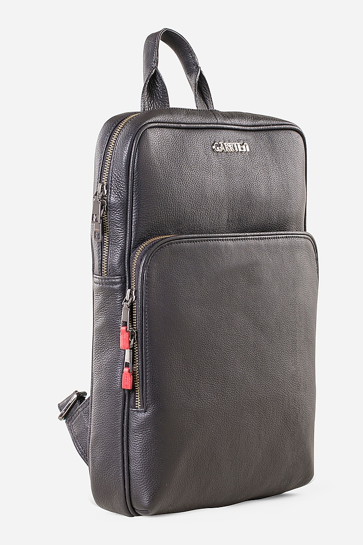 Carbon Black & Carbon Black Leather Backpacks (Set of 2) by GARRTEN at Pernia's Pop Up Shop