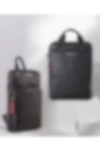 Carbon Black & Carbon Black Leather Backpacks (Set of 2) by GARRTEN