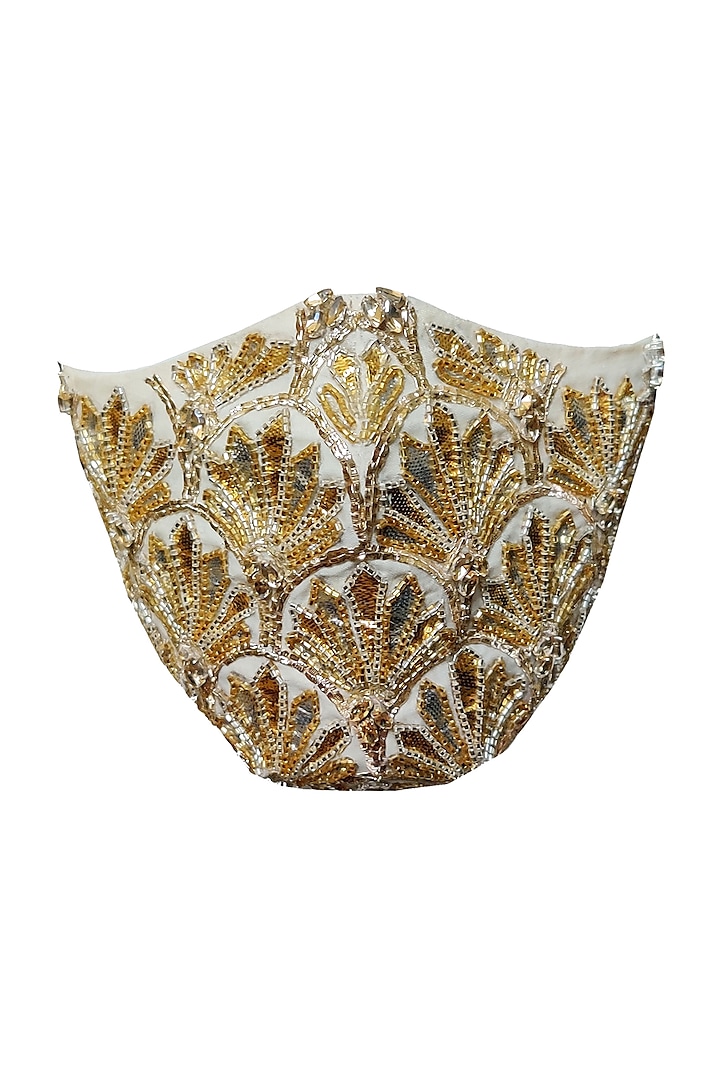 Ivory & Gold Embellished Mask by Gaya