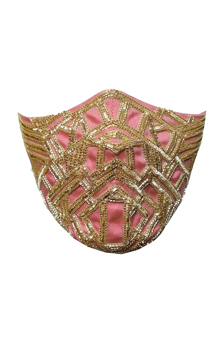 Pink & Gold Embellished Mask by Gaya