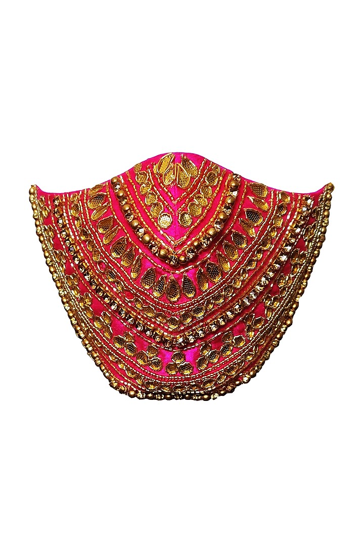 Hot Pink & Gold Embellished Mask by Gaya