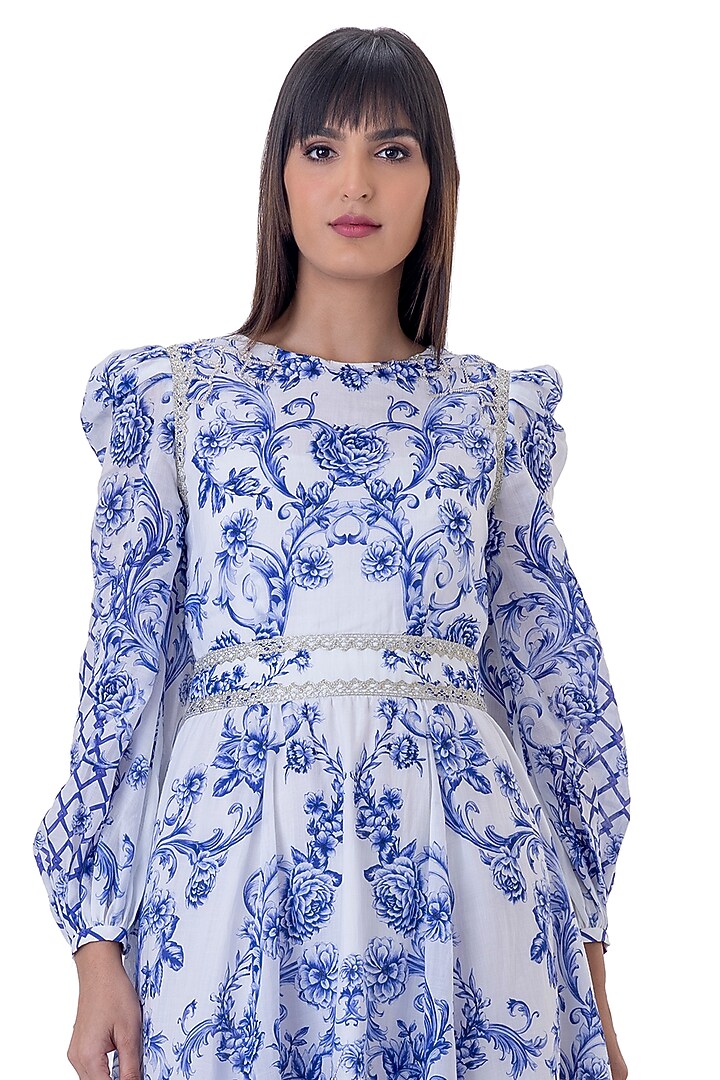 White Linen Floral Printed Vacation Dress by Gaya at Pernia's Pop Up Shop