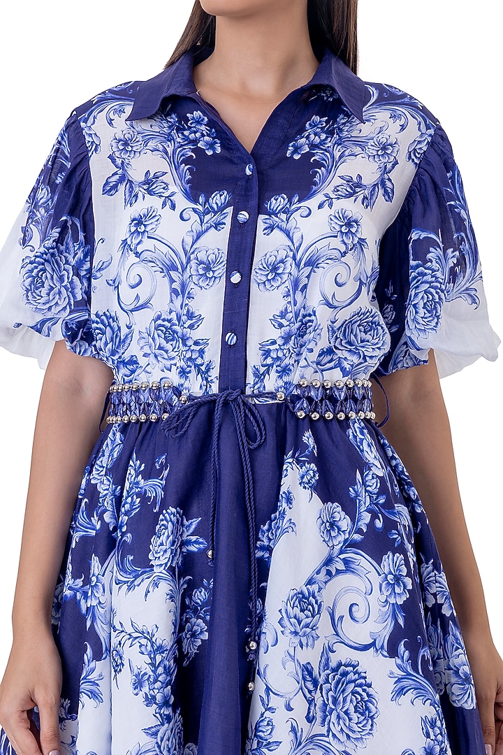 White Linen Floral Printed Vacation Dress by Gaya at Pernia's Pop Up Shop