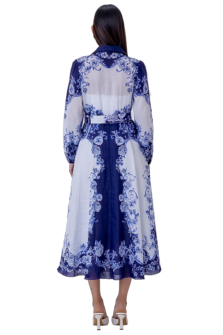 White Linen Floral Printed Vacation Dress by Gaya at Pernia's Pop Up Shop