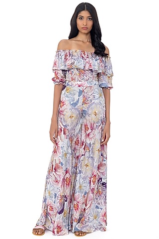 Multi-Colored Off-Shoulder Crop Top by Gaya