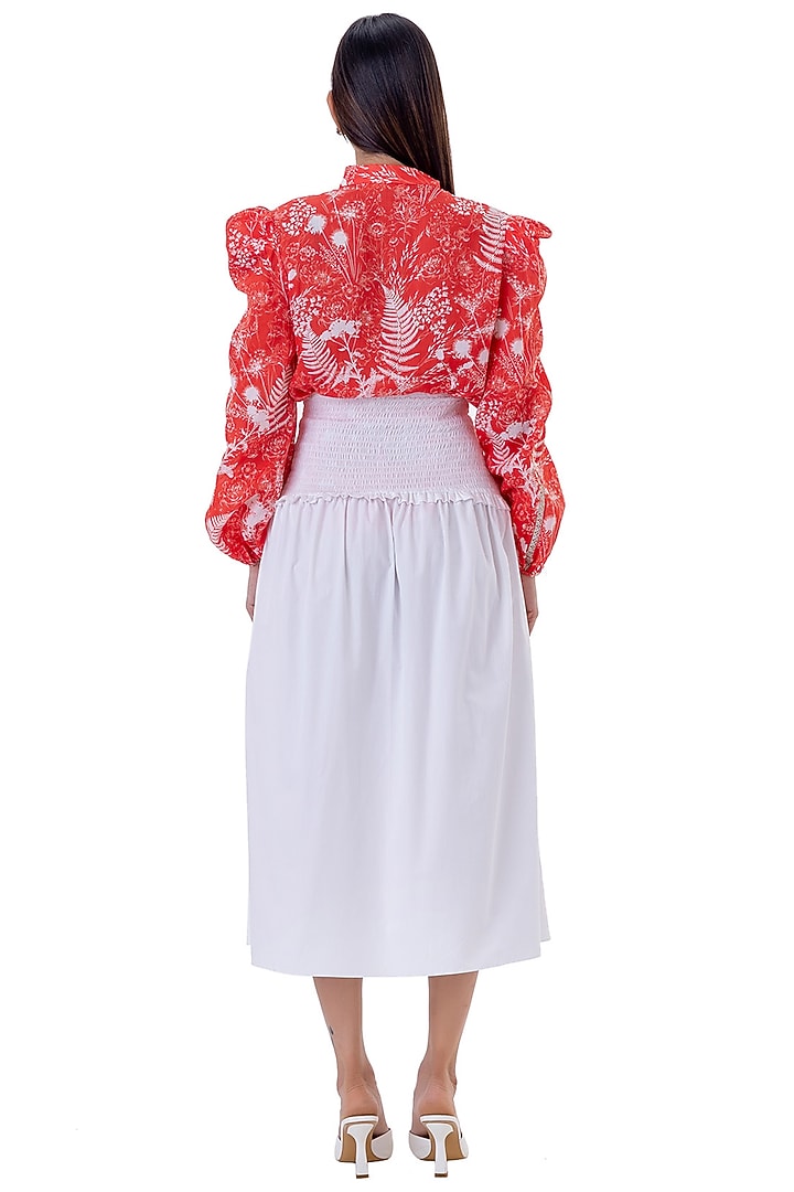 Red Linen Floral Printed Shirt by Gaya at Pernia's Pop Up Shop