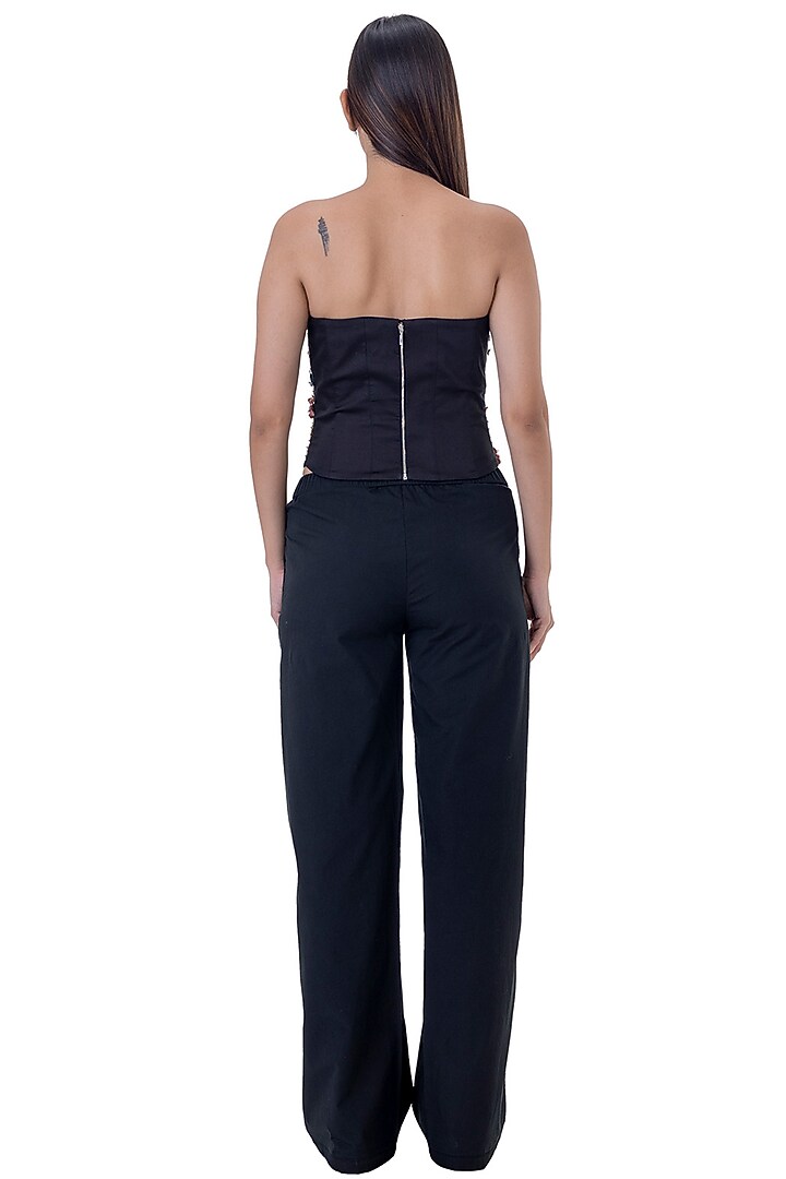 Black Cotton Embroidered Corset by Gaya at Pernia's Pop Up Shop