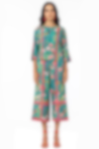 Emerald Green Printed Crop Top by Gaya at Pernia's Pop Up Shop