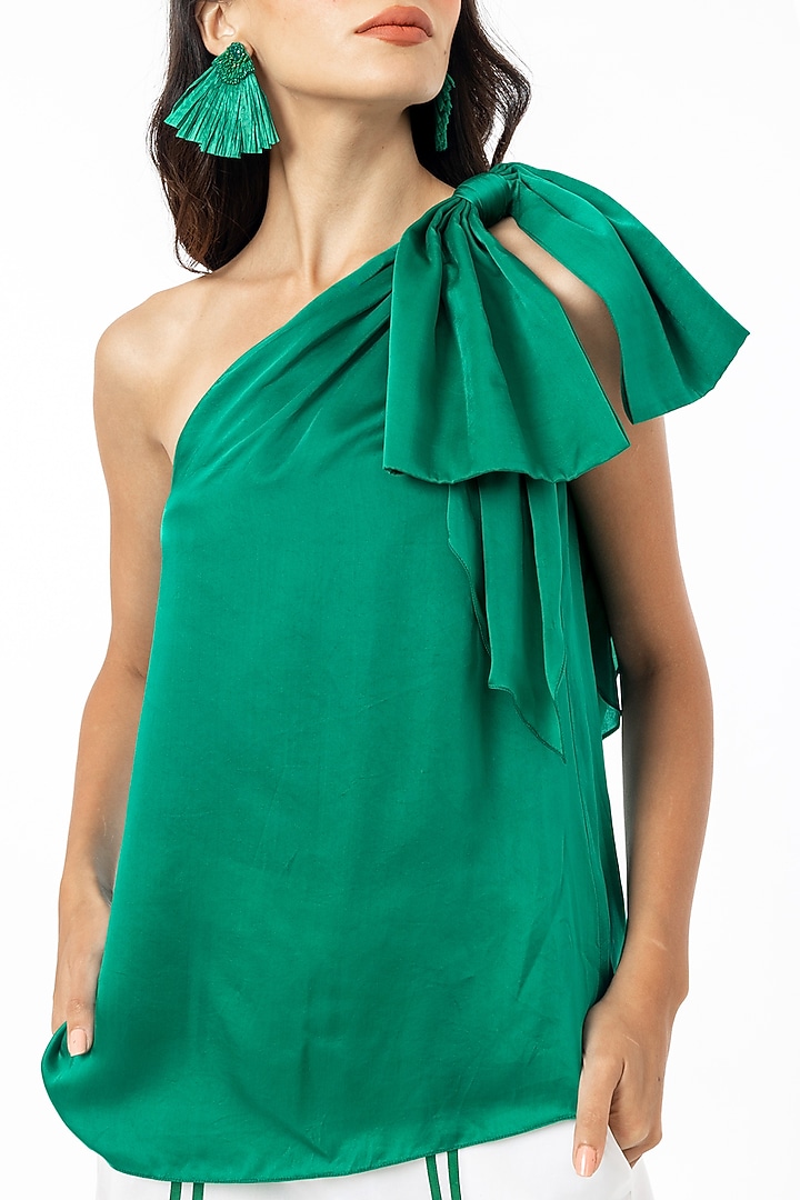 Jade Green One Shoulder Top by Gaya at Pernia's Pop Up Shop