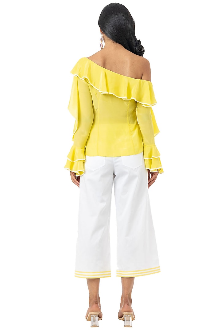 Yellow One Shoulder Ruffled Top by Gaya at Pernia's Pop Up Shop