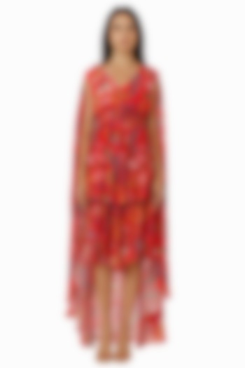 Hot Pink Printed Cape Vacation Dress by Gaya at Pernia's Pop Up Shop