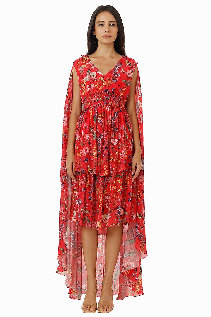 Hot Pink Printed Cape Vacation Dress by Gaya at Pernia's Pop Up Shop