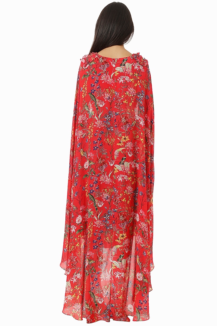Hot Pink Printed Cape Vacation Dress by Gaya at Pernia's Pop Up Shop