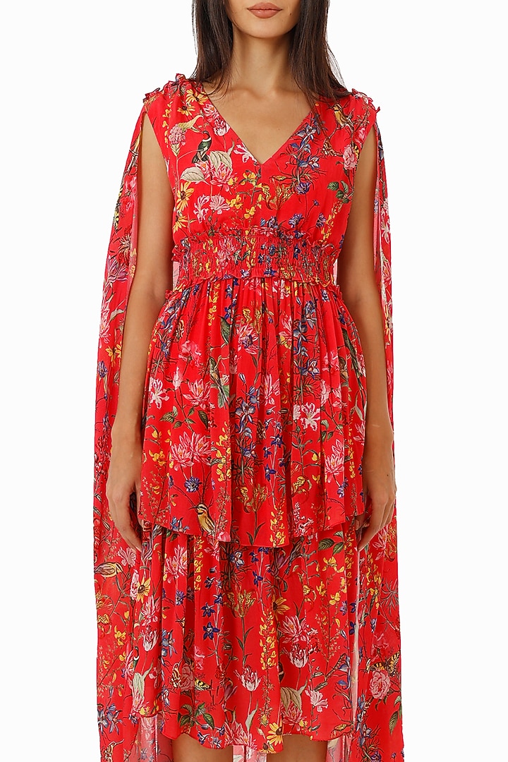 Hot Pink Printed Cape Vacation Dress by Gaya at Pernia's Pop Up Shop