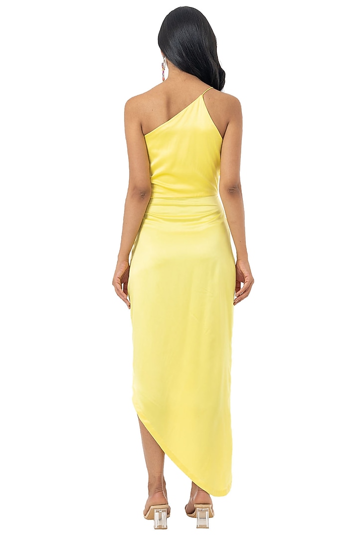 Yellow One Shoulder Draped Summer Dress by Gaya at Pernia's Pop Up Shop