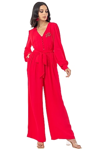 Hot Pink Wide-Legged Jumpsuit by Gaya