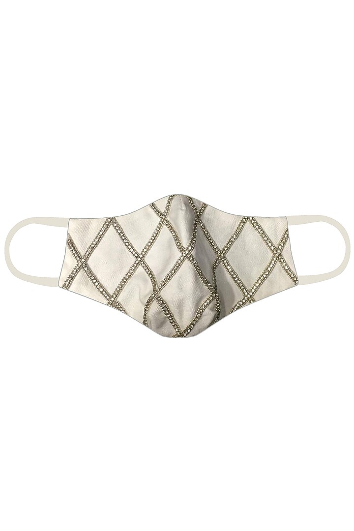 White Crystal Embellished Mask by Gaya at Pernia's Pop Up Shop