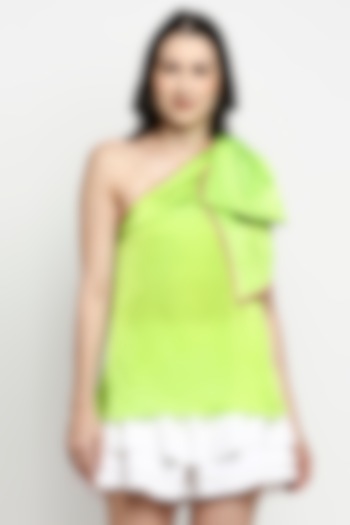 Neon Green Silk Satin Dress by Gaya