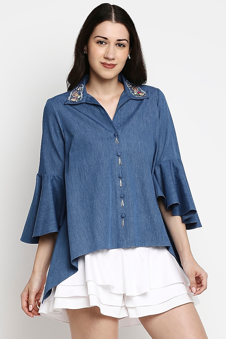 Blue Embroidered Top by Gaya at Pernia's Pop Up Shop