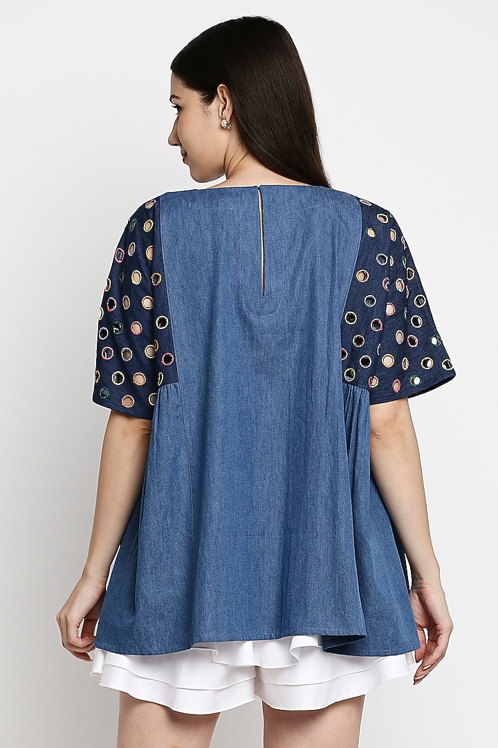 Dark Blue Cotton Denim Top by Gaya at Pernia's Pop Up Shop