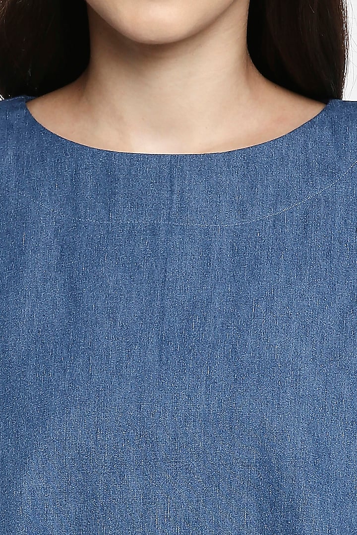 Dark Blue Cotton Denim Top by Gaya at Pernia's Pop Up Shop