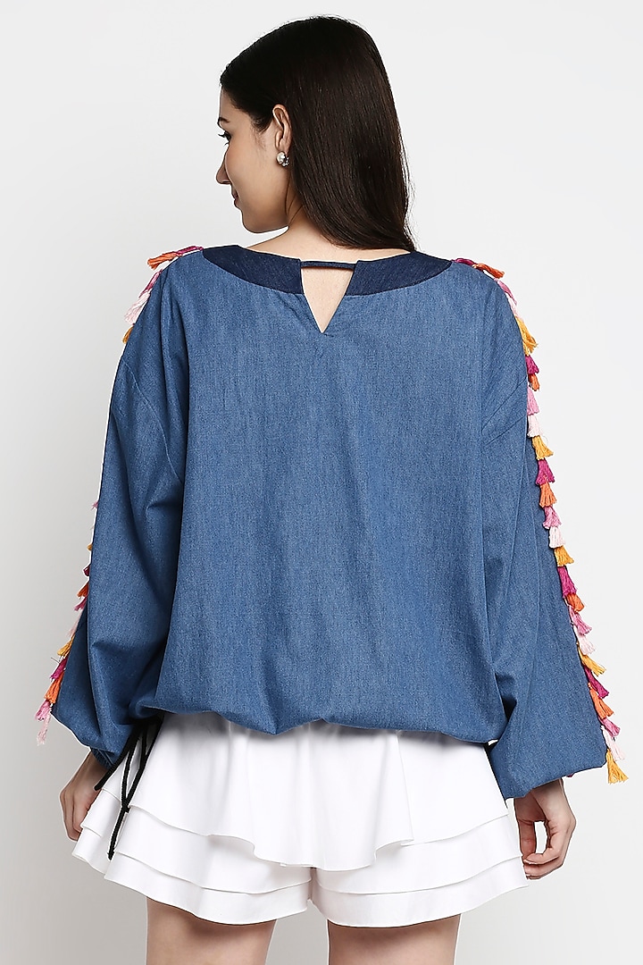 Dark Blue Cotton Denim Oversized Top by Gaya at Pernia's Pop Up Shop