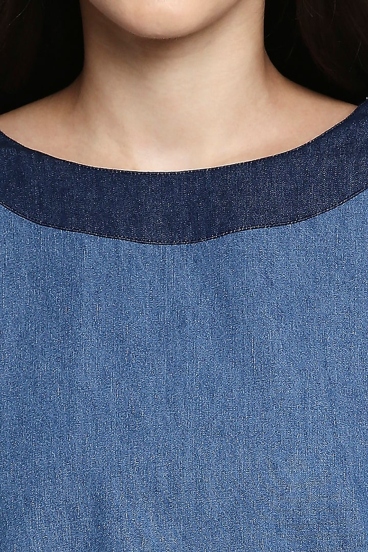 Dark Blue Cotton Denim Oversized Top by Gaya at Pernia's Pop Up Shop