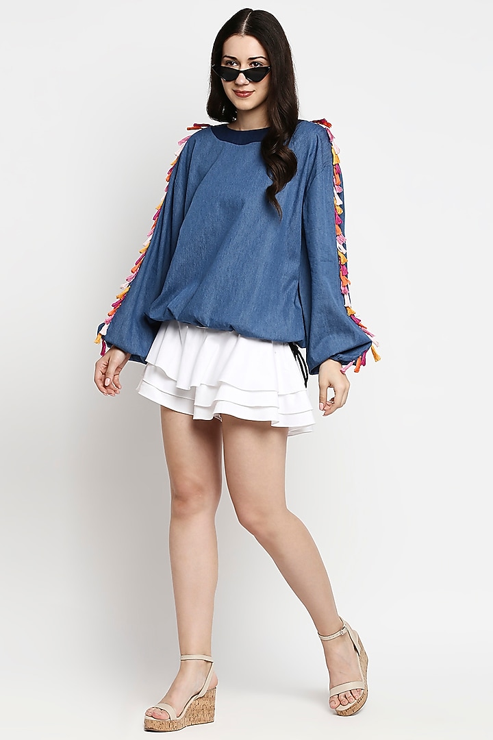 Dark Blue Cotton Denim Oversized Top by Gaya at Pernia's Pop Up Shop