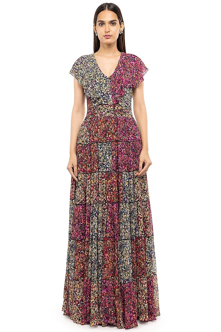 Multi-Colored Maxi Dress With Floral Print by Gaya