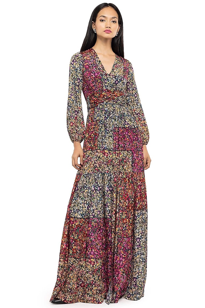 Multi-Colored Floral Printed Maxi Dress by Gaya